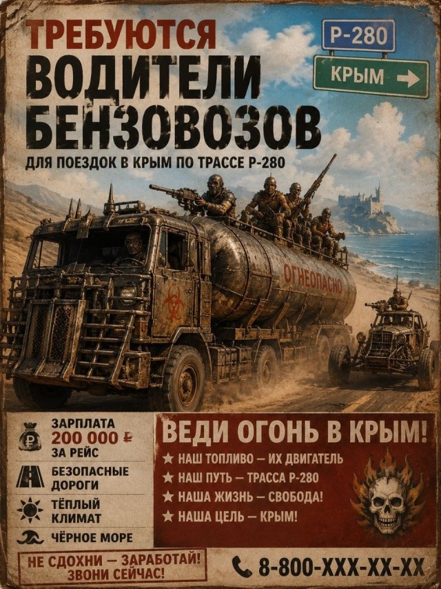 Типичный бензовоз в Крыму образца 2027 года