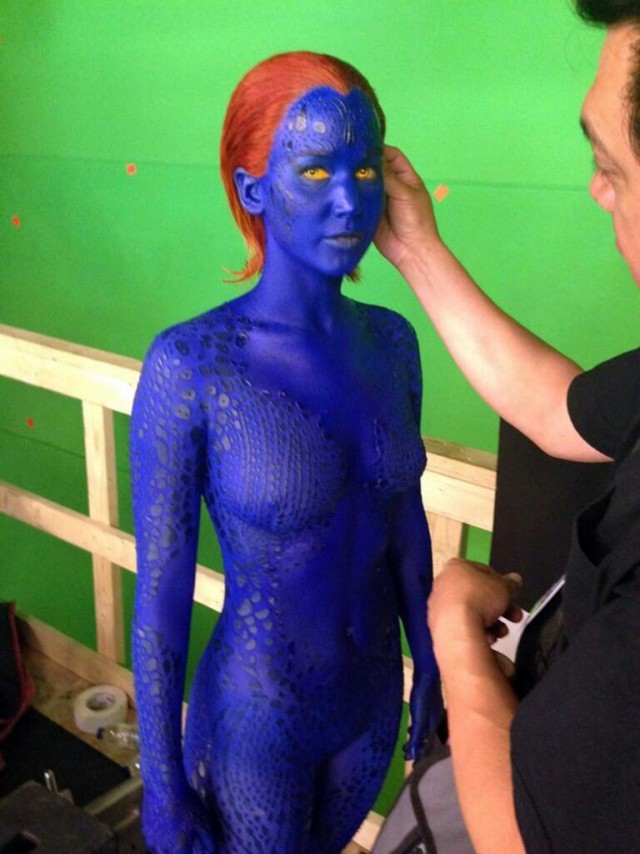Дженнифер Лоуренс на съемках фильма "Люди Икс