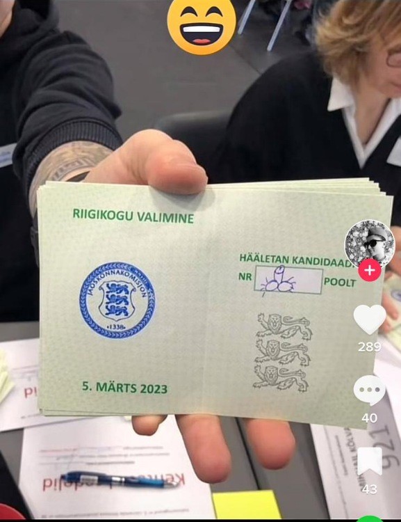 Коротко о выборах в Эстонии. Бюллетени.