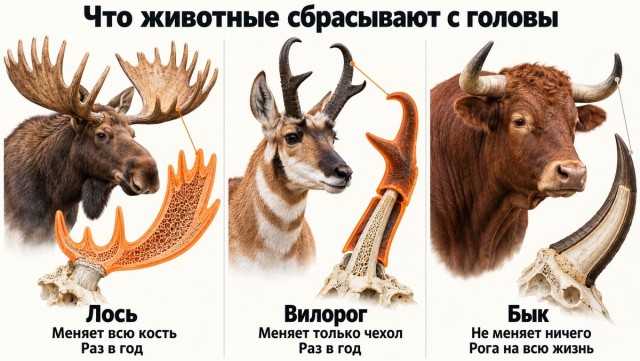 Почему лось каждый год сбрасывает рога, а бык носит свои всю жизнь