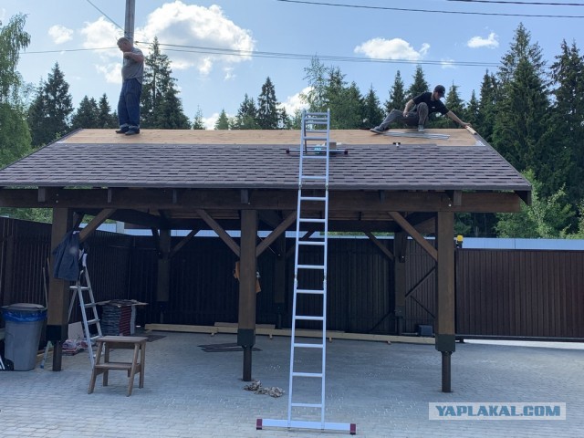 Навес для авто из бруса своими руками
