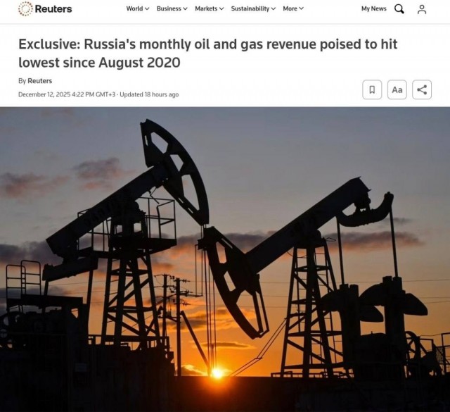 Доходы нефтегазового сектора РФ в декабре могут упасть почти вдвое, — Reuters.