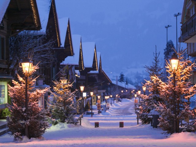 Зимний вечер в Швейцарии