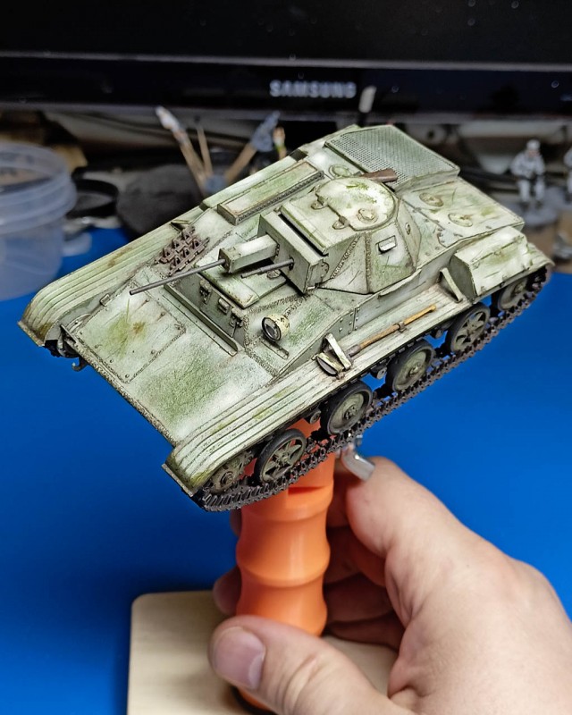 Зимняя диорама с танком т-60 и танковым десантом