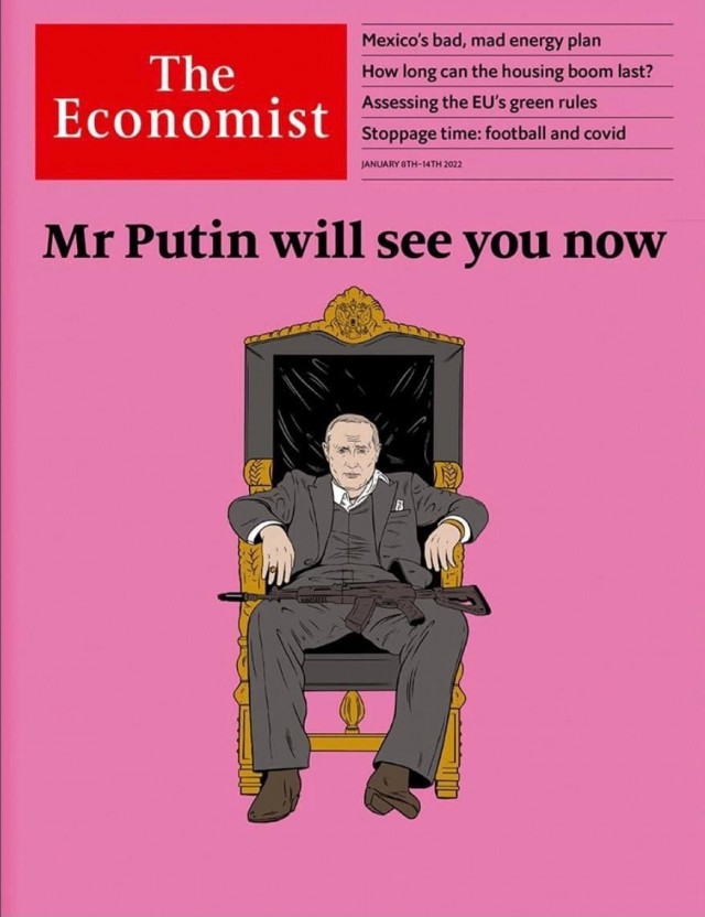 Обложка еженедельного издания THE ECONOMIST за 8 января 2022 года с изображением президента России Владимира Путина