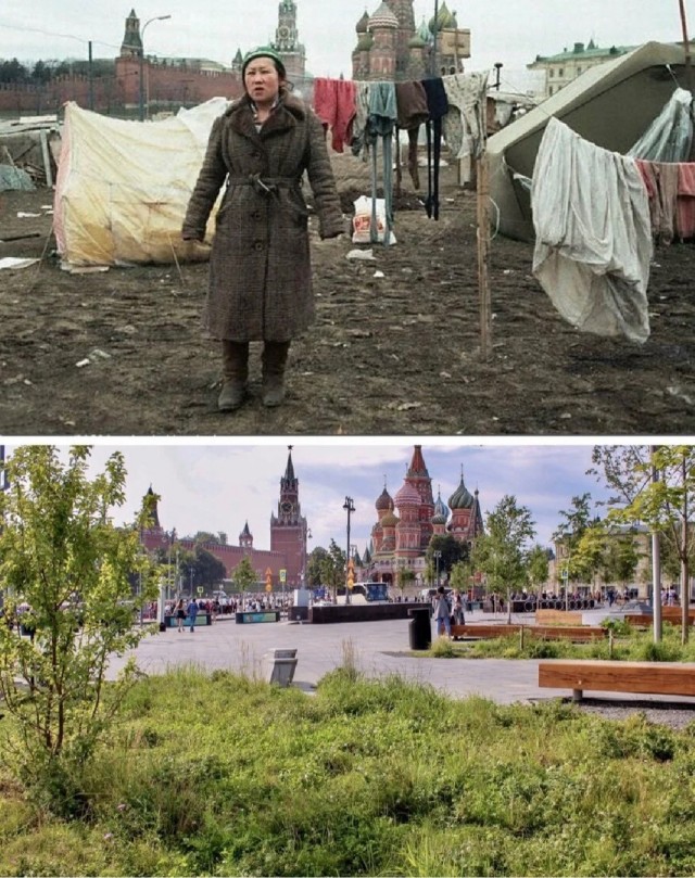 Москва тогда и сейчас. 10 фотографий показывающих как изменилась столица за последние десятилетия.