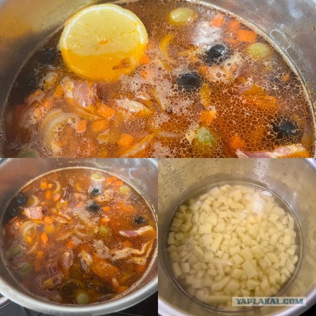 Солянка с беконом и копчеными ребрами