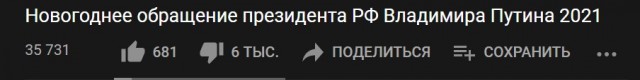 В.В. Путин. Новогоднее поздравление россиян с 2021-м годом