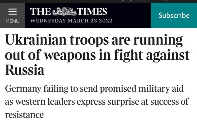 The Times: В Украине заканчивается оружие и боеприпасы...
