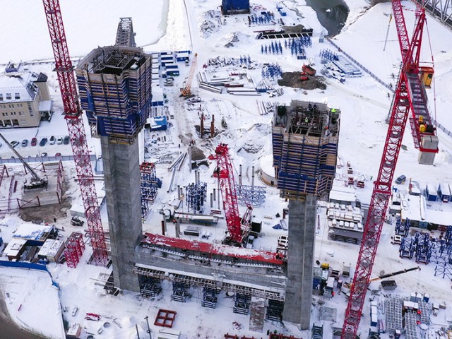 Строительства мостов через Шексну в Череповце и через Обь в Новосибирске