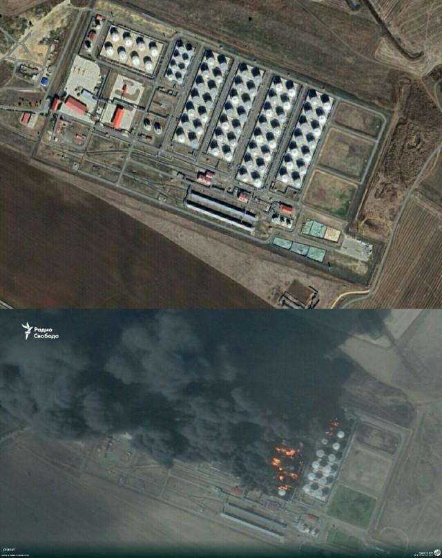 Угроза взрыва цистерн с керосином возникла на горящей нефтебазе в Пролетарске. Это очень серьезно