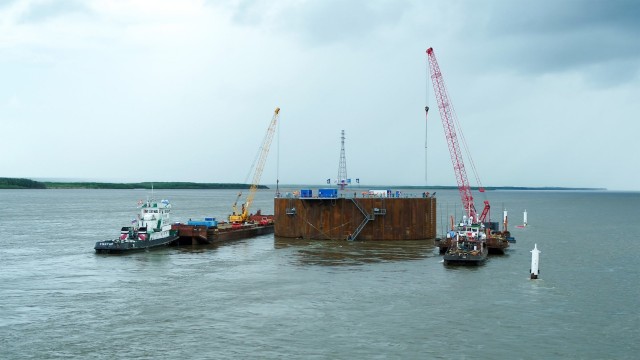 Немного фото строительства Ленского моста