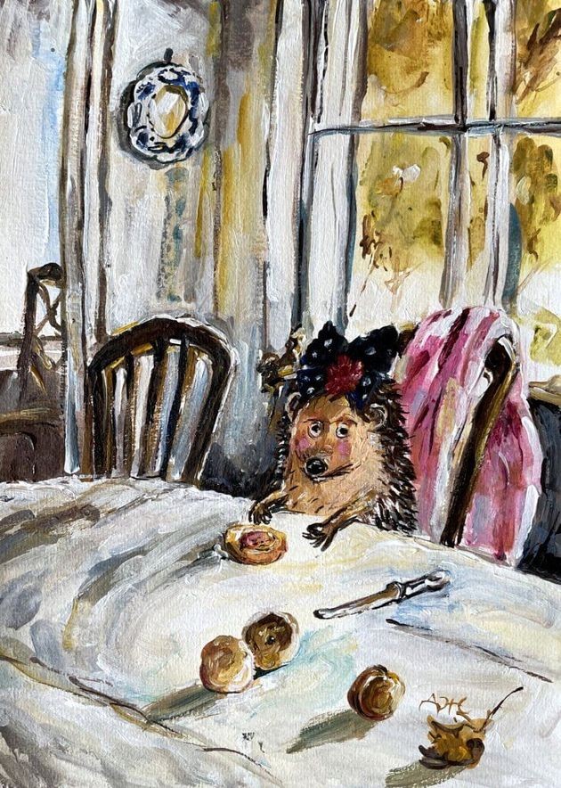 Колючий юмор от художника Анжелы Джерих | Ежики переехали в известные картины мира