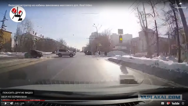 Видеорегистратор из кабины виновника массового ДТП