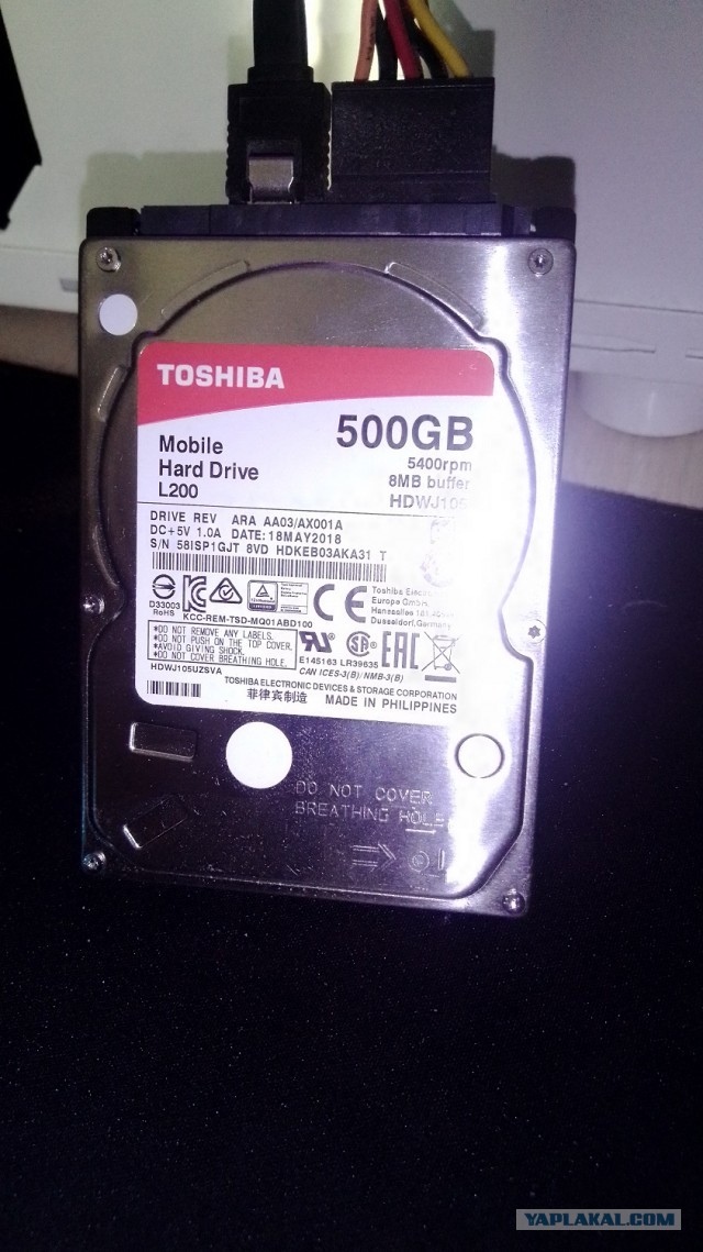 2.5 HDD TOSHIBA L200 HDWJ105  500GB отл. сост.