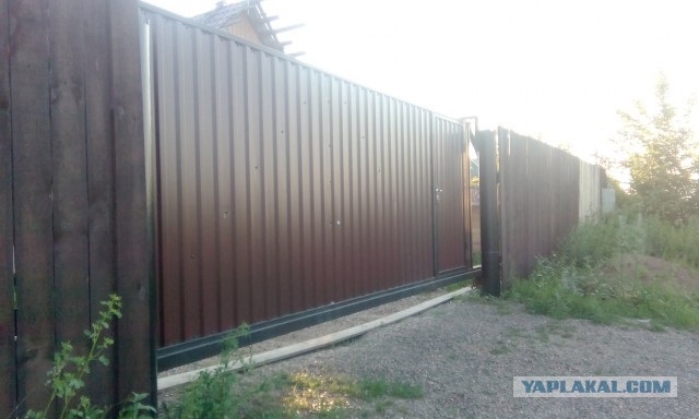 Откатные ворота с пролетом 5м, полный самодел