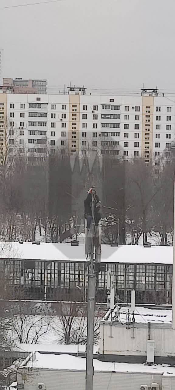 Электрик четыре часа просидел на фонарном столбе в Солнцево