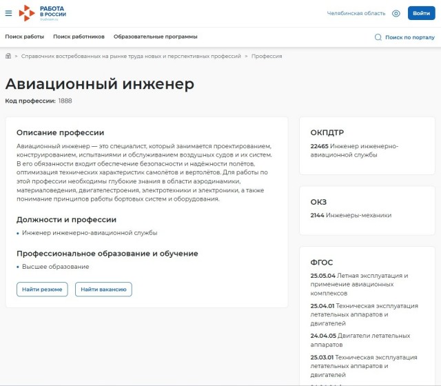 Сайт "Работа России" - Справочник востребованных профессий.