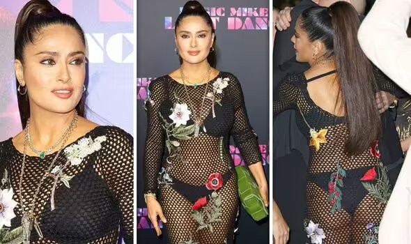 56-летняя Сальма Хайек в «голом» платье появилась на премьере фильма