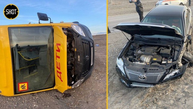 Автомобиль уполномоченной по правам детей в Тыве протаранил школьный автобус