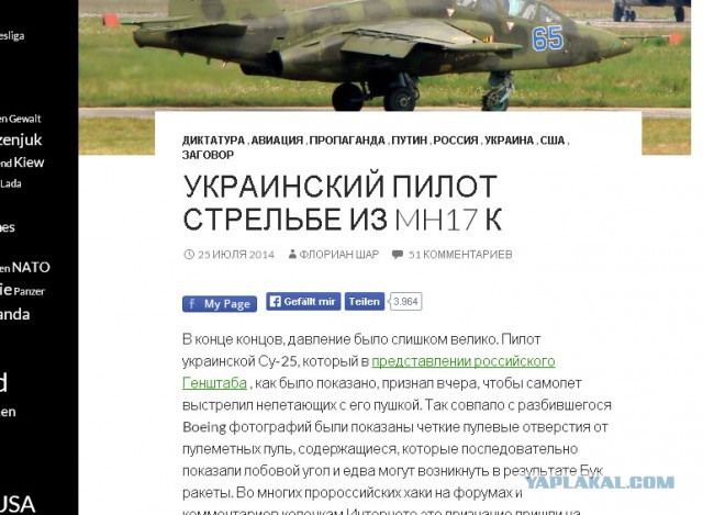 Украинский лётчик признался в стрельбе