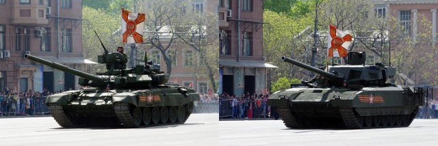Т-14 "Армата" и Т-90А, вид сверху
