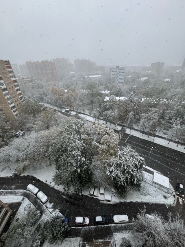 Снег добрался до Москвы