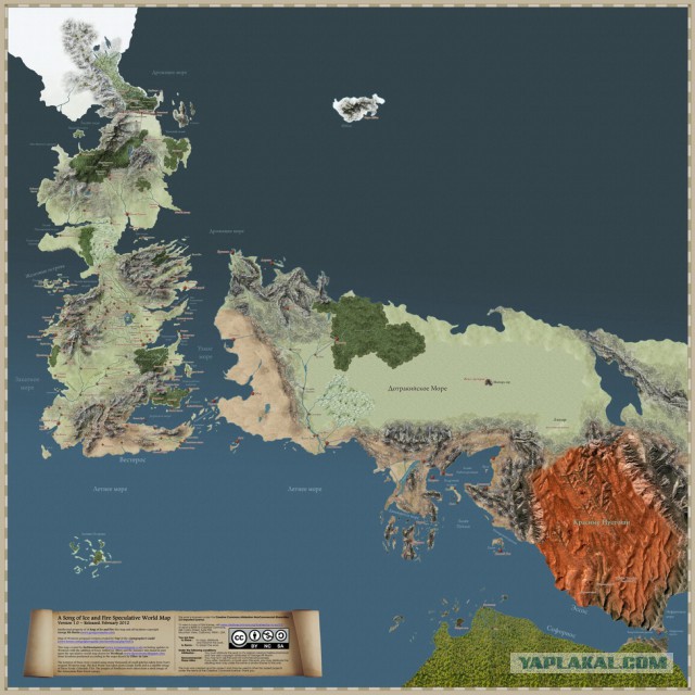 Российскими картографами 2ГИС была создана карта Вестероса и Эссоса из «Игры престолов»