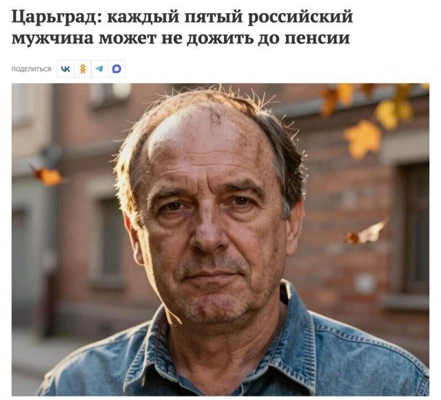 В России каждый пятый мужчина, по приведённым данным, может не дожить до пенсии