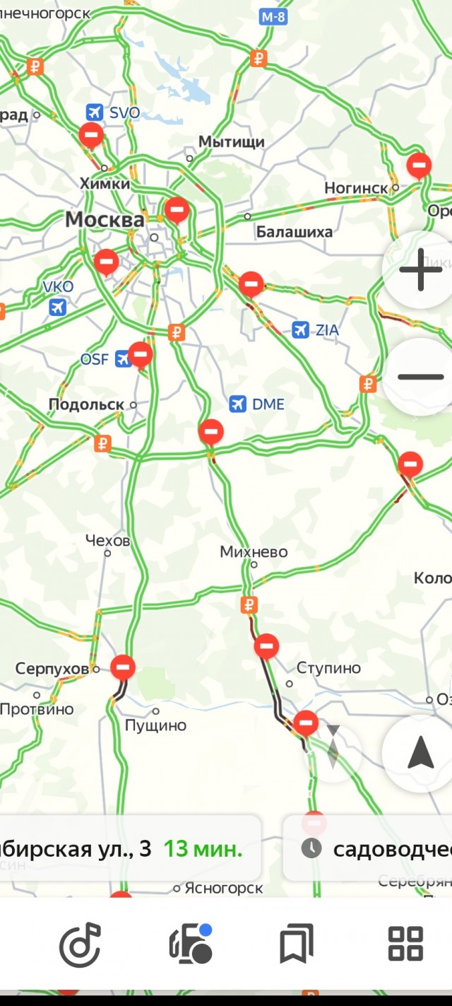 Закрытие некоторых дорог в Москву