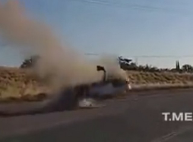 Тихая семейная поездка в США, прервалась эпичным полетом лихого водителя