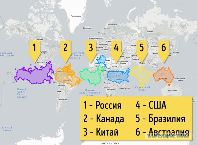 Реальные размеры континентов и стран.