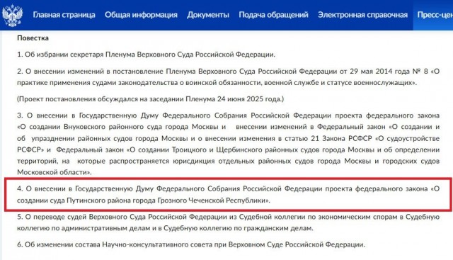 Верховный суд РФ предлагает учредить Путинский суд