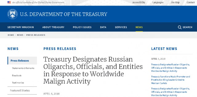 Санкции США обрушили стоимость компаний Дерипаски на $2,9 млрд за три часа