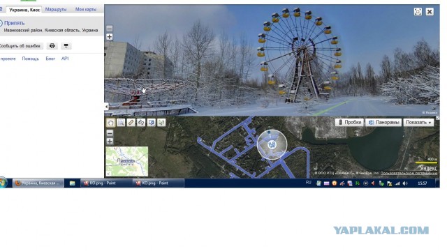 Припять глазами Яндекс карт.