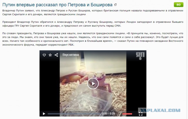 Путин впервые рассказал про Петрова и Боширова