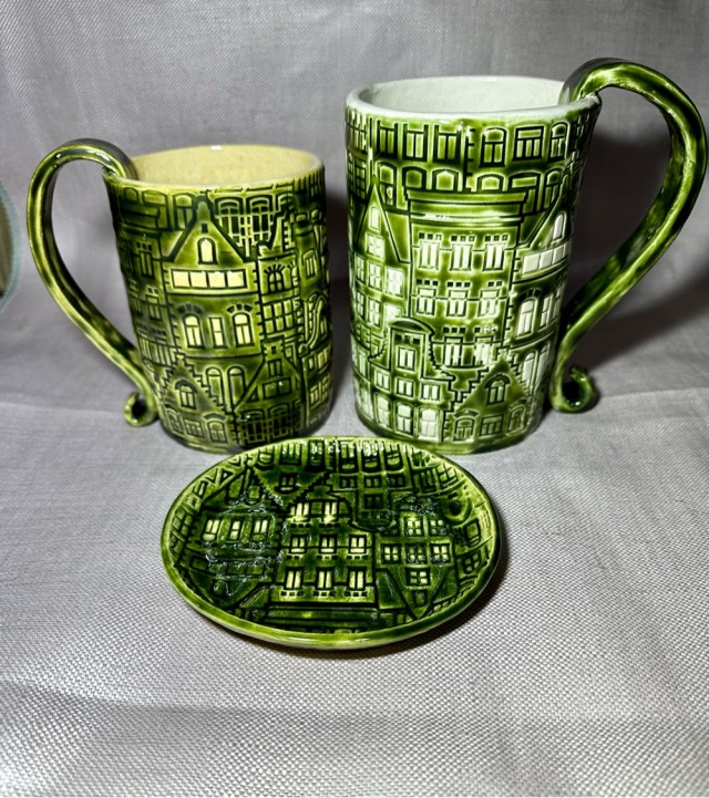 Зелено-зеленые кружки Амстердам, ручной работы