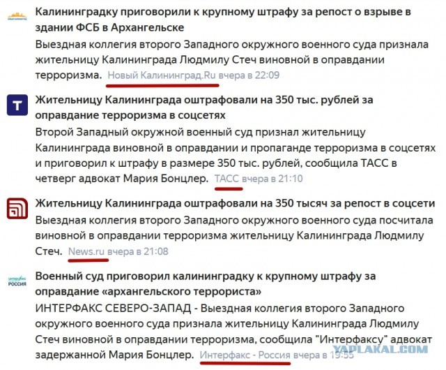 Жительницу Калининграда оштрафовали на 350 тысяч рублей за репост статьи о взрыве в архангельском УФСБ