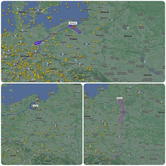 Странные самолёты вдоль границ Польши