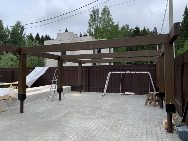 Навес для авто из бруса своими руками