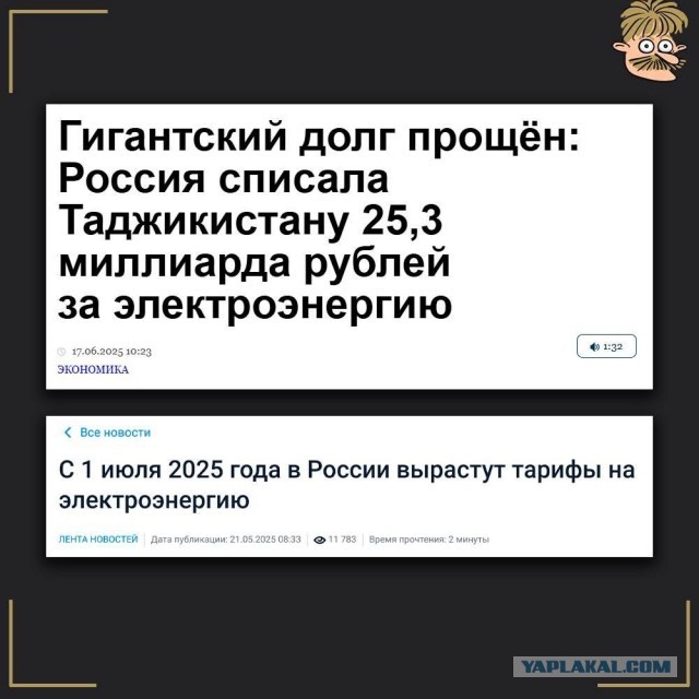 Россия спишет Таджикистану $297 млн долга за электроэнергию