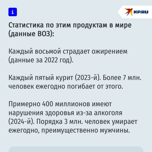 ВОЗ призывает взвинтить цены на алкоголь, табак и сладкие напитки