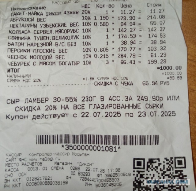Закупимся на 1000 рублей .
