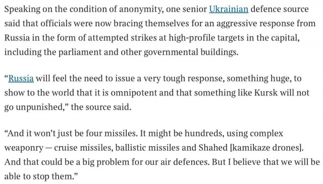 Киев готовится к агрессивному ответу РФ за Курскую область
