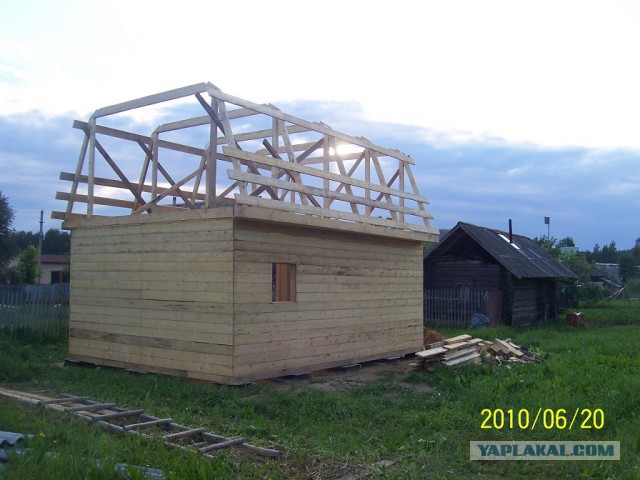 Банька от земли до зонтика трубы