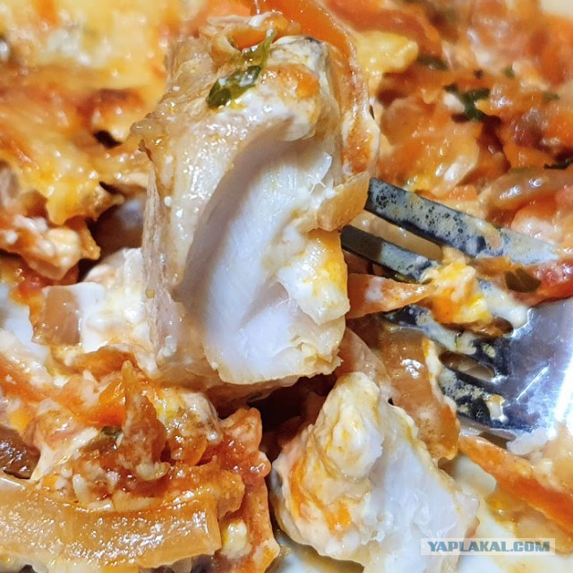 #ЯПовар. Минтай под овощным маринадом с майонезом