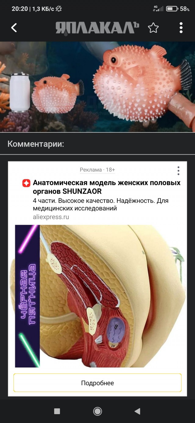На российские маркетплейсы завезли мастурбатор в форме рыбы-ежа.