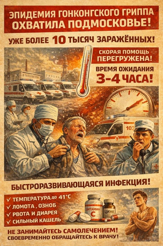 Эпидемия гонконгского гриппа охватила Подмосковье — врачи фиксируют более 10 тысяч заражённых, — СМИ.
