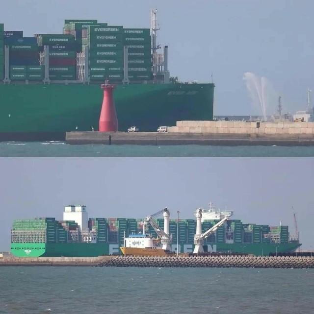 Не застрял: Крупнейшее в мире судно-контейнеровоз Ever Ace впервые прошло Суэцкий канал