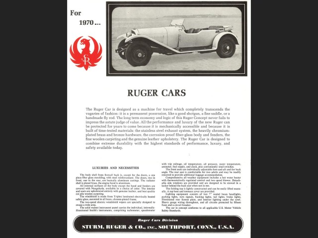 1970 Ruger Sports Tourer. Автомобиль от оружейника